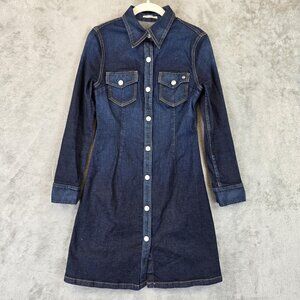 Alexa Chung for AG Denim Shirt Dress Womens Medium Long Sleeve Western Pockets